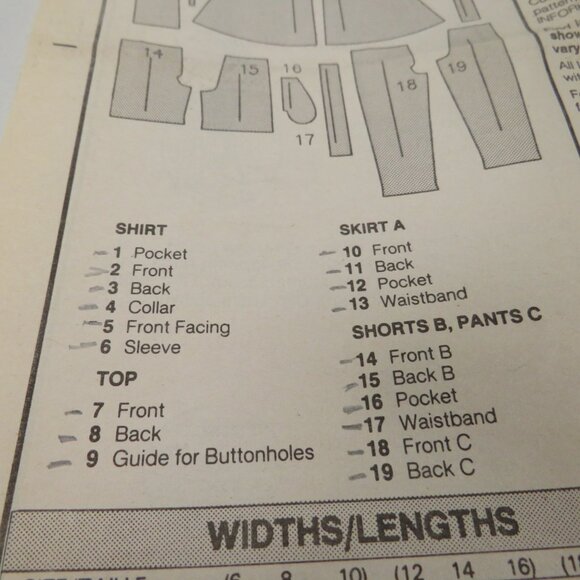 Butterick 4928 Clothing Pattern Top, Shorts, Pants, Skirt button down front - Picture 5 of 10